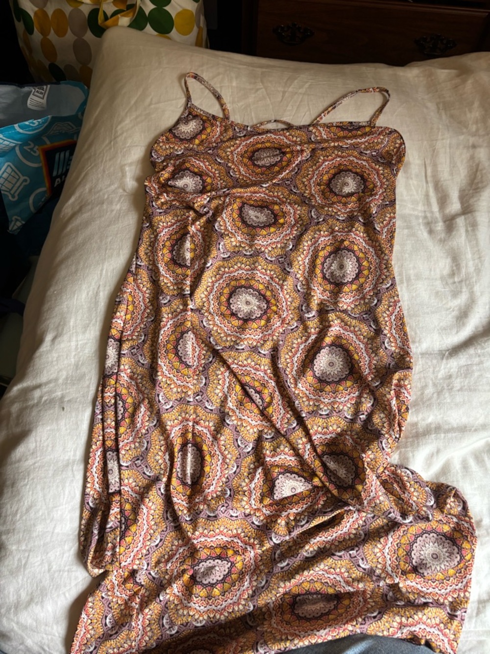 Boho Medallion Print Bodycon Dress in Warm Tones